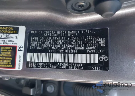 2017 Toyota Camry Le z USA, uszkodzony, nr VIN 4T1BF1FKXHU782846